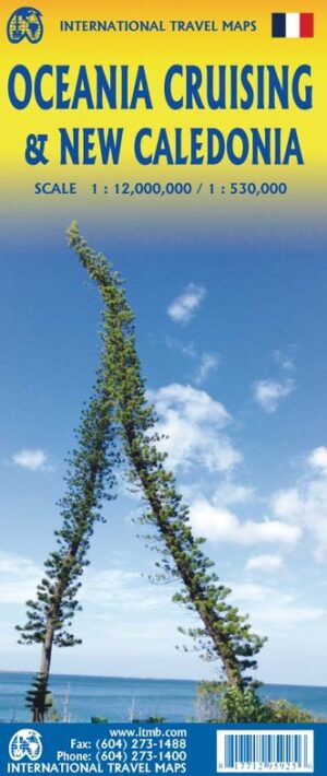 ITM New Caledonia & Oceania Cruises | landkaart, overzichtskaart 1:12.000.000 / 530,000 9781771295925  International Travel Maps   Landkaarten en wegenkaarten Pacifische Oceaan (Pacific)