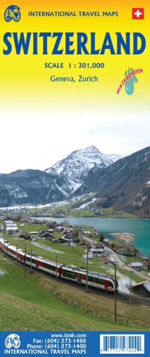 ITM Switzerland (Zwitserland)  landkaart, autokaart 1:301.000 9781771297424  International Travel Maps   Landkaarten en wegenkaarten Zwitserland