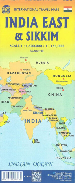 ITM Sikkim en Noordoost-India | landkaart, autokaart 1:135.000/1.500.000 9781771297431  International Travel Maps   Landkaarten en wegenkaarten Bhutan en Sikkim