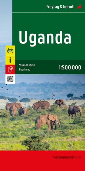 Uganda (Oeganda) | autokaart, wegenkaart 1:500.000 9783707923636  Freytag & Berndt   Landkaarten en wegenkaarten Uganda, Rwanda, Burundi, Ruwenzorigebergte