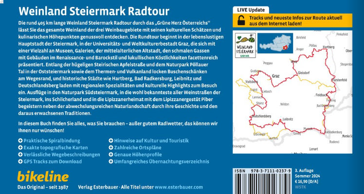 Bikeline Weinland Steiermark Radtour 9783711102379 Esterbauer Bikeline Fietsgidsen Salzburger Land & Stiermarken Bikeline Weinland Steiermark Radtour 9783711102379 Esterbauer Bikeline Fietsgidsen Salzburger Land & Stiermarken