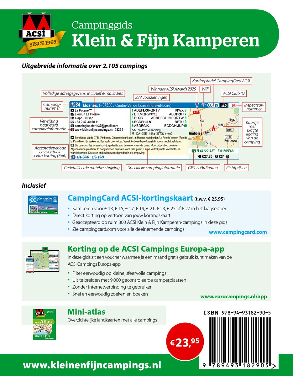 ACSI Klein & Fijn Kamperen gids 2026 9789493182905 ACSI Campinggidsen Europa ACSI Klein & Fijn Kamperen gids 2026 9789493182905 ACSI Campinggidsen Europa