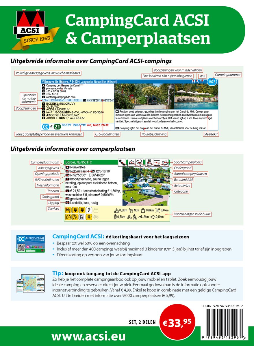 ACSI CampingCard & Camperplaatsen 2026 9789493182967 ACSI Campinggidsen, Op reis met je camper Europa ACSI CampingCard & Camperplaatsen 2026 9789493182967 ACSI Campinggidsen, Op reis met je camper Europa
