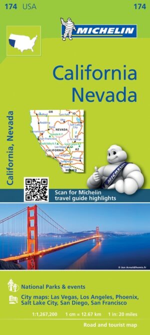 174 California & Nevada 1:1.267.200 9782067190528  Michelin Michelinkaarten USA  Landkaarten en wegenkaarten California, Nevada