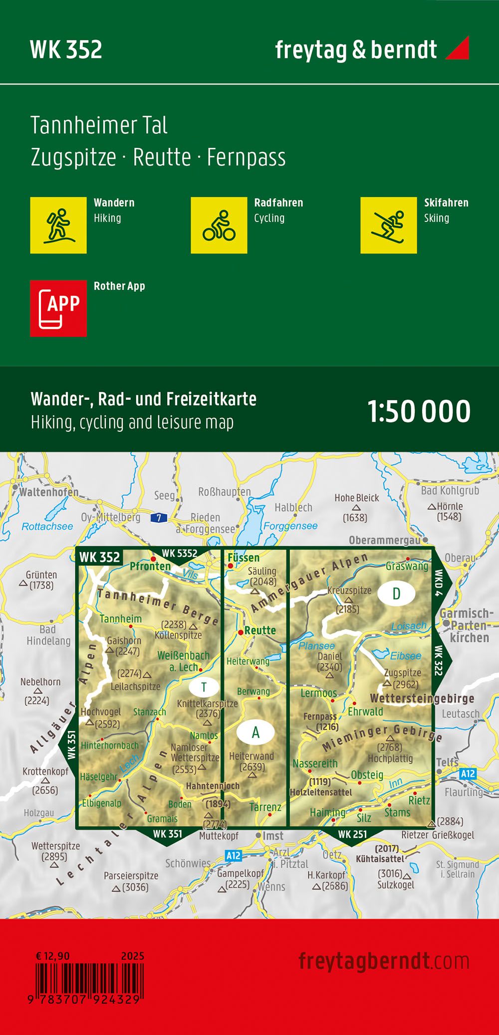 WK-352 Ehrwald,Lermoos,Reutte,Tannheimer Tal wandelkaart 1:50.000 9783707924329 Freytag & Berndt WK 1:50.000 Wandelkaarten Tirol WK-352 Ehrwald,Lermoos,Reutte,Tannheimer Tal wandelkaart 1:50.000 9783707924329 Freytag & Berndt WK 1:50.000 Wandelkaarten Tirol