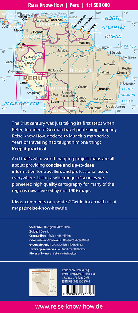 Peru landkaart, wegenkaart 1:1.500.000 9783831775101 Reise Know-How Verlag WMP, World Mapping Project Landkaarten en wegenkaarten Peru Peru landkaart, wegenkaart 1:1.500.000 9783831775101 Reise Know-How Verlag WMP, World Mapping Project Landkaarten en wegenkaarten Peru