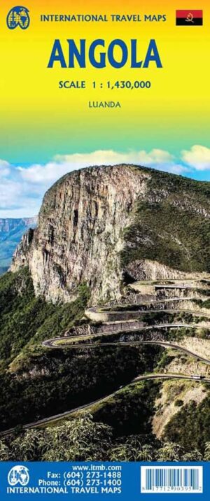 ITM Angola | landkaart, autokaart 1:1.430.000 9781771290395  International Travel Maps   Landkaarten en wegenkaarten Angola, Zimbabwe, Zambia, Mozambique, Malawi