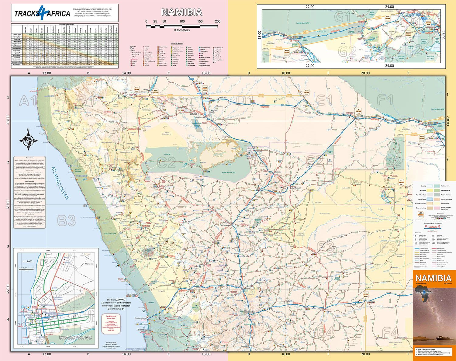 Namibia traveller's map (wegenkaart) 1:1.000.000 9781776322695 Tracks4Africa Landkaarten en wegenkaarten Namibië Namibia traveller's map (wegenkaart) 1:1.000.000 9781776322695 Tracks4Africa Landkaarten en wegenkaarten Namibië