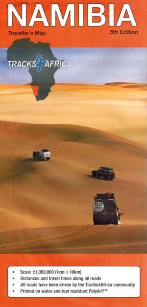 Namibia traveller's map (wegenkaart) 1:1.000.000 9781776322695  Tracks4Africa   Landkaarten en wegenkaarten Namibië