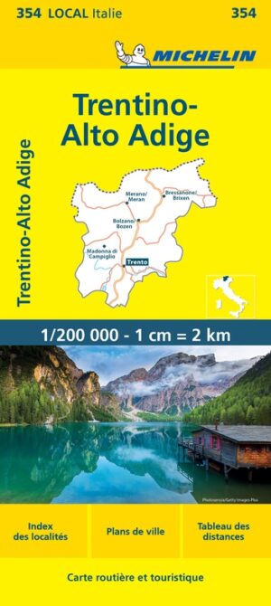 354 Trentino, Alto Adige | Michelin  wegenkaart, autokaart 1:200.000 9782067127166  Michelin Michelin Italië 1:200.000  Landkaarten en wegenkaarten Zuid-Tirol, Dolomieten