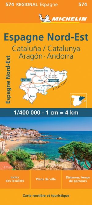 574 Aragon/ Cataluña | Michelin  wegenkaart, autokaart 1:400.000 9782067184220  Michelin Michelin Spanje Regionaal  Landkaarten en wegenkaarten Catalonië