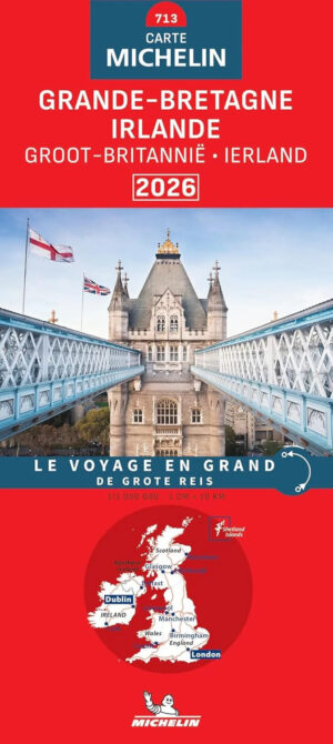 713 Groot-Brittannië, Ierland 1:1.000.000 2026 9782067270220  Michelin Michelinkaarten Jaaredities  Landkaarten en wegenkaarten Groot-Brittannië