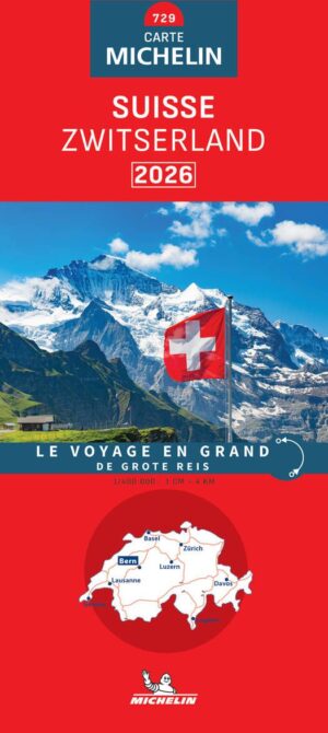 729 Zwitserland 2026 | Michelin  wegenkaart, autokaart 1:400.000 9782067270305  Michelin Michelinkaarten Jaaredities  Landkaarten en wegenkaarten Zwitserland