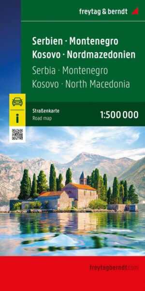 Servië - Montenegro - Kosovo - Noord-Macedonië | wegenkaart 1:500.000 9783707924657  Freytag & Berndt   Landkaarten en wegenkaarten Servië, Bosnië-Hercegovina, Kosovo
