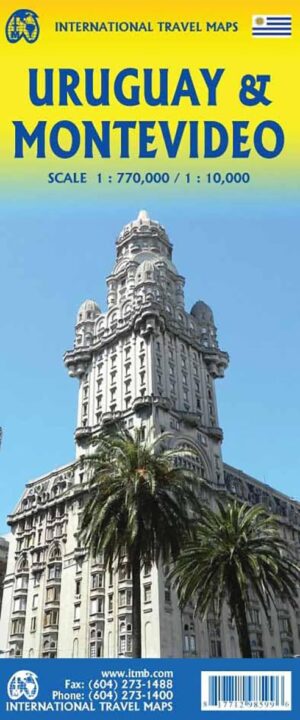 ITM Uruguay + Montevideo | autokaart, stadsplattegrond 1:800.000/1:10.000 9781771298599  International Travel Maps   Landkaarten en wegenkaarten, Stadsplattegronden Paraguay, Uruguay