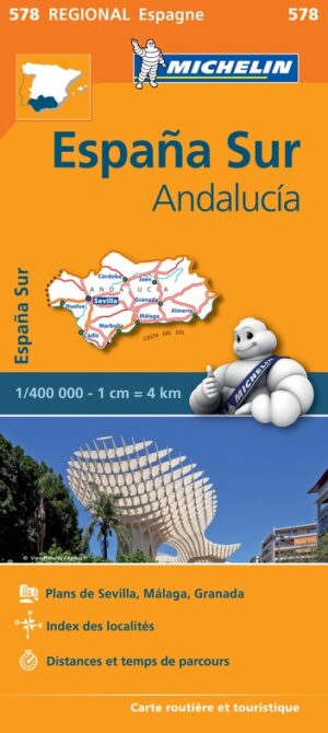 578 Andalucia | Michelin  wegenkaart, autokaart 1:400.000 9782067184428  Michelin Michelin Spanje Regionaal  Landkaarten en wegenkaarten Andalusië