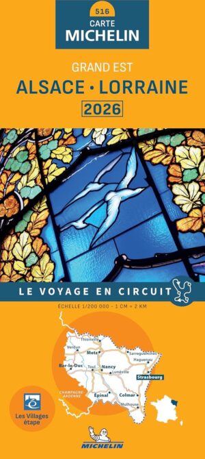 516 Alsace-Lorraine | Michelin  wegenkaart, autokaart 1:200.000 9782067269286  Michelin Regionale kaarten  Landkaarten en wegenkaarten Noordoost-Frankrijk