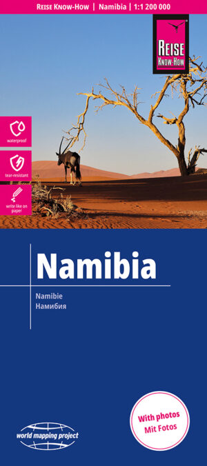 Namibia landkaart, wegenkaart 1:1.250.000 9783831775088  Reise Know-How Verlag WMP, World Mapping Project  Landkaarten en wegenkaarten Namibië
