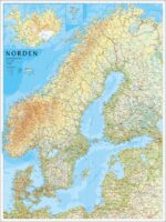 Norden / The Nordic Countries -  flat map 1:2.000.000 9789189427679  Kartförlaget - Lantmäteriet   Wandkaarten Scandinavië (& Noordpool)