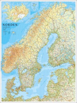 Norden / The Nordic Countries -  flat map 1:2.000.000 9789189427679  Kartförlaget - Lantmäteriet   Wandkaarten Scandinavië (& Noordpool)