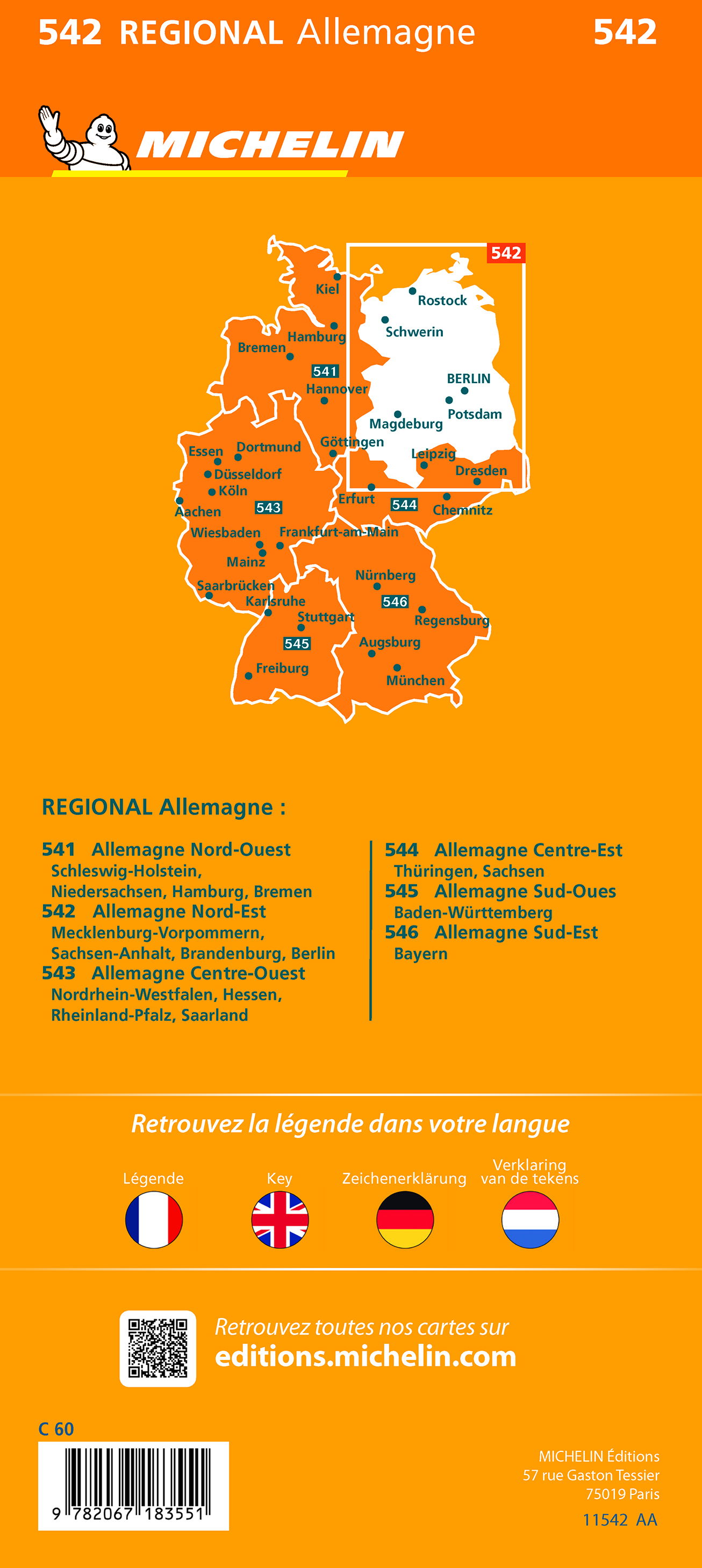 542 Mecklenburg-Vorpommern en Brandenburg 1:350.000 wegenkaart 9782067183551 Michelin Mich. Region. Krtn. Dtsl. Landkaarten en wegenkaarten Oost-Duitsland 542 Mecklenburg-Vorpommern en Brandenburg 1:350.000 wegenkaart 9782067183551 Michelin Mich. Region. Krtn. Dtsl. Landkaarten en wegenkaarten Oost-Duitsland