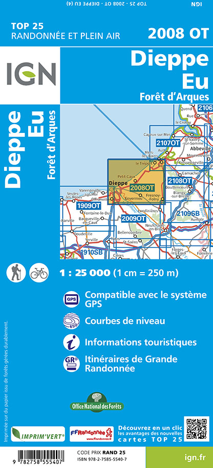 wandelkaart 2008OT Dieppe, Eu 1:25.000 9782758555407 IGN IGN 25 Normandië Wandelkaarten Normandië wandelkaart 2008OT Dieppe, Eu 1:25.000 9782758555407 IGN IGN 25 Normandië Wandelkaarten Normandië