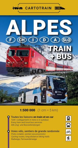 Spoorwegenkaart  Alpes (Alpen) 9782959394423  CartoTrain   Landkaarten en wegenkaarten Zwitserland en Oostenrijk (en Alpen als geheel)