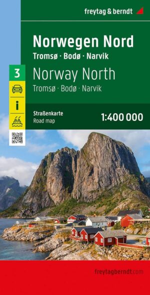 FBN3 Noorwegen Noord | autokaart, wegenkaart 1:400.000 9783707922127  Freytag & Berndt FBN Veikart  Landkaarten en wegenkaarten Lofoten en Vesterålen, Noors Lapland