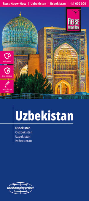 Uzbekistan (Oezbekistan) landkaart, wegenkaart 1:1.000.000 9783831775385  Reise Know-How Verlag WMP, World Mapping Project  Landkaarten en wegenkaarten Zijderoute (de landen van de)