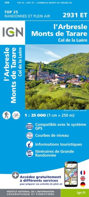 wandelkaart 2931ET l'Arbresle, Monts de Tarare 1:25.000 9782758552185  IGN IGN 25 Omgeving Lyon  Wandelkaarten Lyon en omgeving