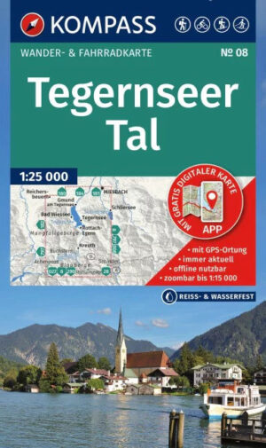 Kompass wandelkaart KP-08 Tegernseer Tal 9783991545187  Kompass Wandelkaarten Kompass Oberbayern  Wandelkaarten Beierse Alpen