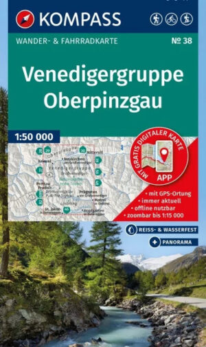 Kompass wandelkaart KP-38 Venedigergruppe-Oberpinzgau 9783991545569  Kompass Wandelkaarten Kompass Oostenrijk  Wandelkaarten Osttirol, Salzburger Land & Stiermarken