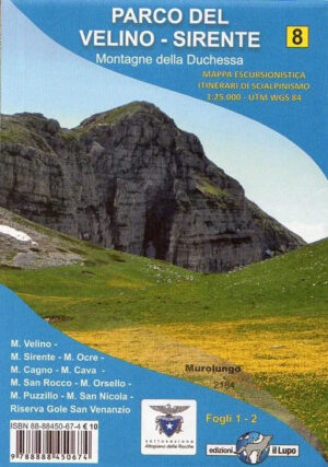 Velino-Sirente 1:25.000 wandelkaart (nr. 8) 9788888450674  Edizioni Il Lupo   Wandelkaarten Abruzzen en Molise