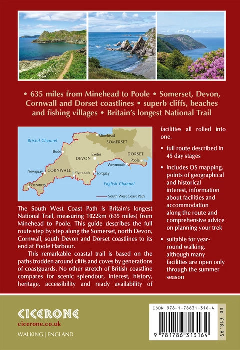 South West Coast Path, walking the | wandelgids 9781786313164 Paddy Dillon Cicerone Press Meerdaagse wandelroutes, Wandelgidsen West Country South West Coast Path, walking the | wandelgids 9781786313164 Paddy Dillon Cicerone Press Meerdaagse wandelroutes, Wandelgidsen West Country