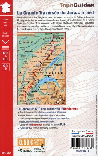 GR-5 | TG-512 Grande Traversée du Jura | wandelgids GR5 9782751413438 FFRP topoguides à grande randonnée Lopen naar Rome, Meerdaagse wandelroutes, Wandelgidsen Franse Jura GR-5 | TG-512 Grande Traversée du Jura | wandelgids GR5 9782751413438 FFRP topoguides à grande randonnée Lopen naar Rome, Meerdaagse wandelroutes, Wandelgidsen Franse Jura