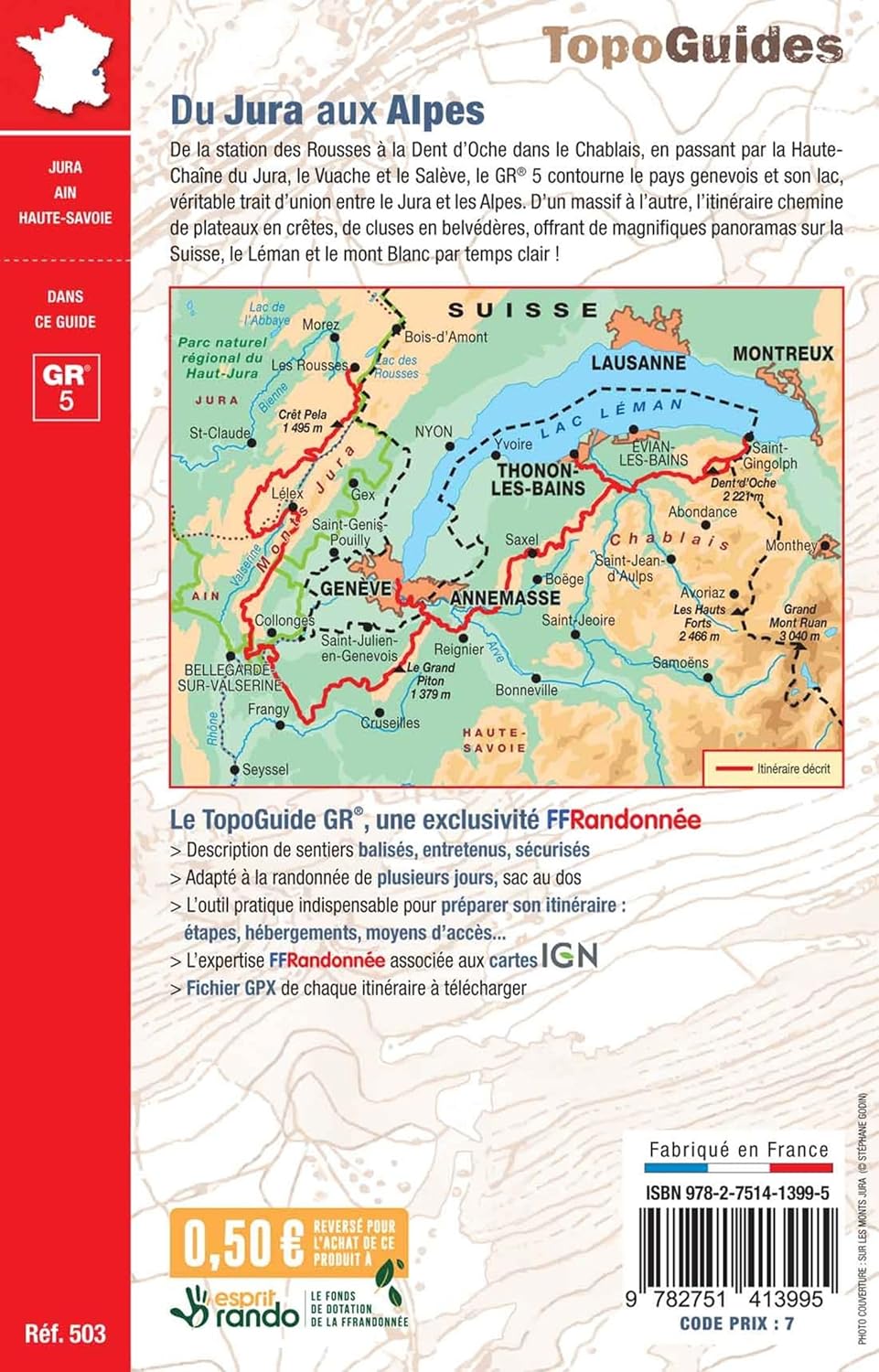 D503 Du Jura aux Alpes GR5 | wandelgids 9782751413995 FFRP Topoguides Wandelgidsen Franse Jura D503 Du Jura aux Alpes GR5 | wandelgids 9782751413995 FFRP Topoguides Wandelgidsen Franse Jura