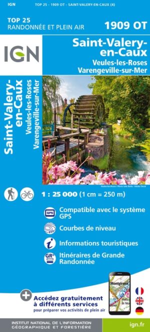wandelkaart 1909OT Saint-Valery-en-Caux, Veules-les-Roses 1:25.000 9782758552987  IGN IGN 25 Normandië  Wandelkaarten Normandië