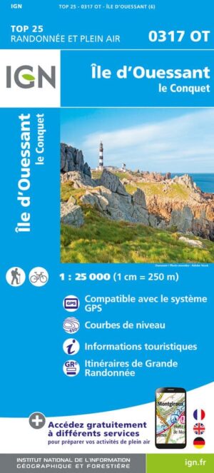wandelkaart 0317OT Île d'Ouessant 1:25.000 9782758554226  IGN IGN 25 Bretagne  Wandelkaarten Bretagne