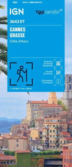 wandelkaart 3643ET Cannes, Grasse, Antibes, Vence 1:25.000 9782758557777  IGN IGN 25 Côte-d'Azur, Var  Wandelkaarten Côte d’Azur, Mercantour, Alpes-Maritimes