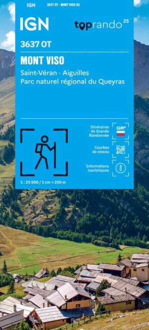 wandelkaart 3637OT Mont Viso (Monviso) 1:25.000 9782758559511  IGN IGN 25 Franse Alpen/ zuidhelft  Wandelkaarten Écrins, Queyras, Hautes Alpes