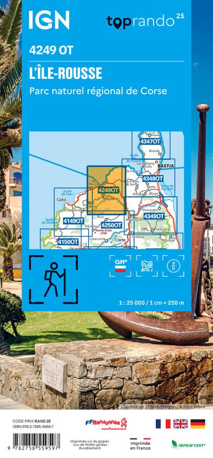 wandelkaart 4249OT L'Île Rousse 1:25.000 9782758559597 IGN IGN 25 Corsica Wandelkaarten Corsica wandelkaart 4249OT L'Île Rousse 1:25.000 9782758559597 IGN IGN 25 Corsica Wandelkaarten Corsica