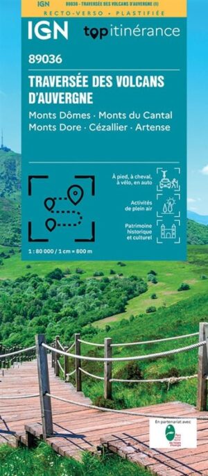 Volcans d'Auvergne Traversée 1:80.000 9782758559818  IGN découverte des chemins  Wandelkaarten Franse Jura