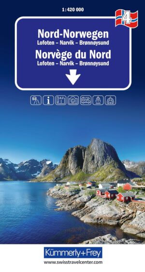 KFN-4  Midden-Noorwegen noord 1:400.000 9783259300787  Kümmerly & Frey Cappelens Kart  Landkaarten en wegenkaarten Lofoten en Vesterålen, Midden-Noorwegen