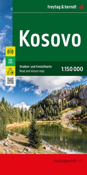 Kosovo Map | autokaart, wegenkaart 1:150.000 9783707922875  Freytag & Berndt   Landkaarten en wegenkaarten Servië, Bosnië-Hercegovina, Kosovo