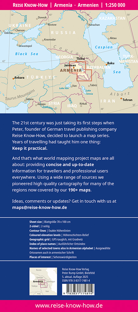 Armenië landkaart, wegenkaart 1: 250.000 9783831774814 Reise Know-How Verlag WMP, World Mapping Project Landkaarten en wegenkaarten Armenië Armenië landkaart, wegenkaart 1: 250.000 9783831774814 Reise Know-How Verlag WMP, World Mapping Project Landkaarten en wegenkaarten Armenië