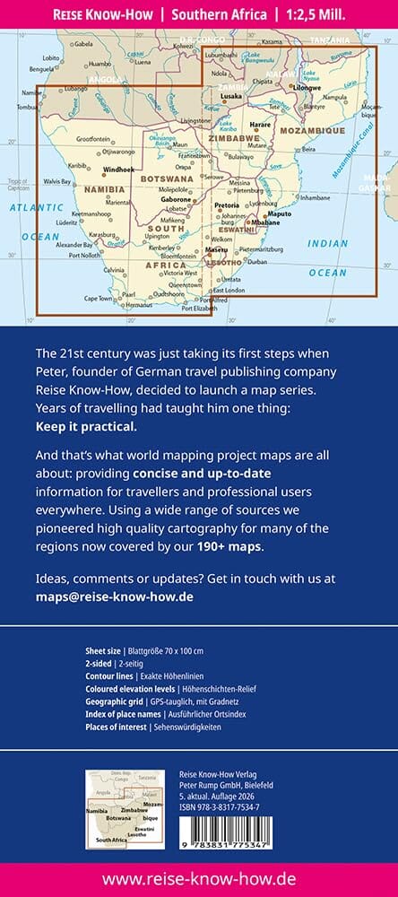 Zuidelijk Afrika landkaart, wegenkaart 1:2.500.000 9783831775347 Reise Know-How Verlag WMP, World Mapping Project Landkaarten en wegenkaarten Zuidelijk-Afrika Zuidelijk Afrika landkaart, wegenkaart 1:2.500.000 9783831775347 Reise Know-How Verlag WMP, World Mapping Project Landkaarten en wegenkaarten Zuidelijk-Afrika