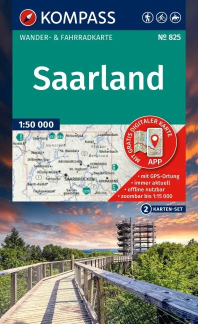 Kompass wandelkaart KP-825 Saarland 9783991544197 Kompass Wandelkaarten Kompass Rheinland-Pfalz Lopen naar Rome, Wandelkaarten Saarland, Hunsrück Kompass wandelkaart KP-825 Saarland 9783991544197 Kompass Wandelkaarten Kompass Rheinland-Pfalz Lopen naar Rome, Wandelkaarten Saarland, Hunsrück