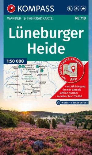 Kompass wandelkaart KP-718  Lüneburger Heide 1:50.000 9783991545583  Kompass Wandelkaarten Kompass Duitsland  Wandelkaarten Bremen, Ems, Weser, Hannover & overig Niedersachsen