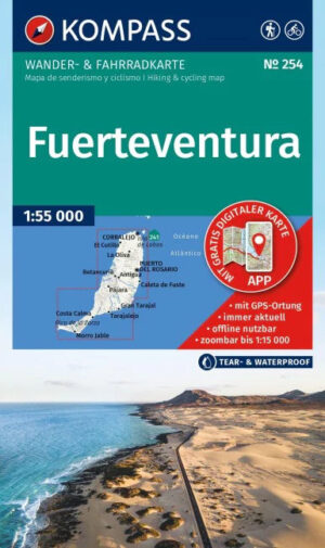 Kompass wandelkaart KP-240 Fuerteventura 1:50.000 9783991545996  Kompass Wandelkaarten   Landkaarten en wegenkaarten, Wandelkaarten Fuerteventura