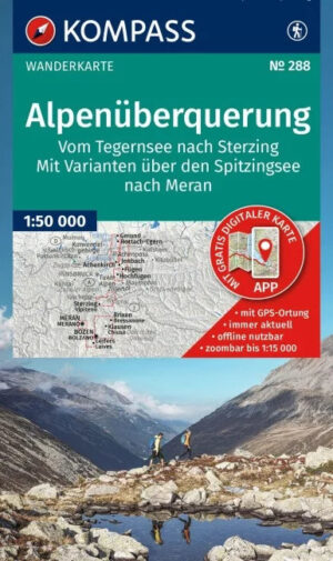 Kompass wandelkaart KP-288 Die Alpenüberquerung 1:50.000 9783991546009  Kompass Wandelkaarten   Wandelkaarten Zwitserland en Oostenrijk (en Alpen als geheel)